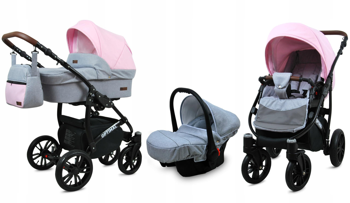BabyLux® Kinderwagen Set 4 in 1 - Optimal - incl. Babywanne, Buggy Sportsitz, Auto-Babyschale, ISOFIX-Basisstation - Autositz - Kinderwagenset - Kombikinderwagen mit Wickeltasche usw.