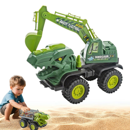 Baustellenfahrzeuge ab 3 Jahren, Set mit 3 Dinosaurier-Sandgruben-Spielzeugset mit Bagger, Transporter, Muldenkipper, robustem Sandspielzeugfahrzeugen Auto, geeignet als Sandspielzeug für Kinder ab 2+ (01)