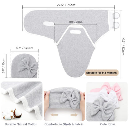 Neugeborene Swaddle Decke Hut Set Baby Gedruckt Swaddles Säugling Einstellbar Schlafsack für 0-3 Monate Mädchen Jungen