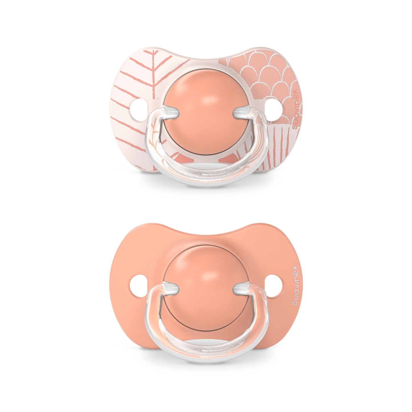 Suavinex, Set mit 2 Schnullern für Babys 0-6 Monate, Symmetrisch, Super weich und flexibel, Dreams Pink, 2er-Pack
