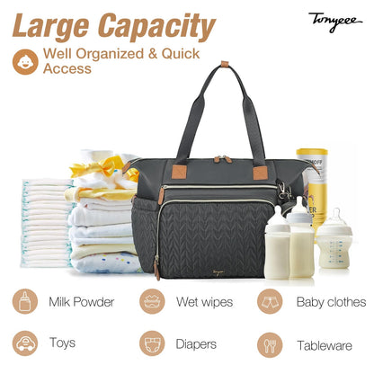 Wickeltasche mit Schnullertasche und Wickelunterlage, Wickelrucksack Multifunktions-Babytasche für Große Reisewindeltasche für Mama und Papa, isolierten Taschen-Dunkelblau