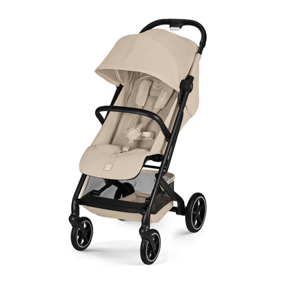 Cybex Gold Kinderwagen Beezy mit One-Pull Harness, Ab Geburt bis ca. 4 Jahre (max. 22 kg), Kompakt und ergonomisch, Magic Black (Schwarz mit schwarzem Rahmen)