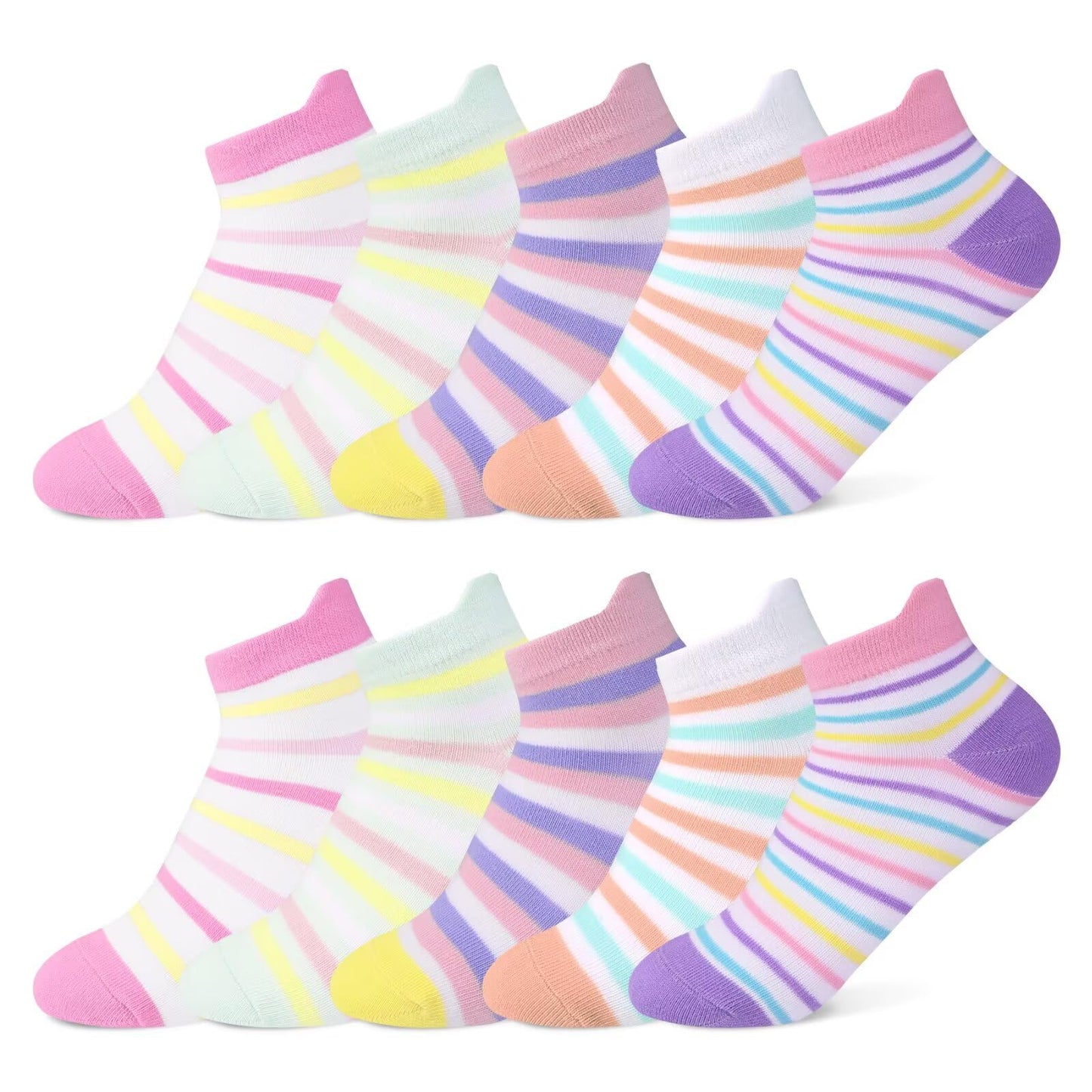 TUUHAW 10 Paar Kinder Socken für Mädchen und Jungen Socken Mit Motiv Schulkind Baumwolle Socken Bunt Gr. 23-38