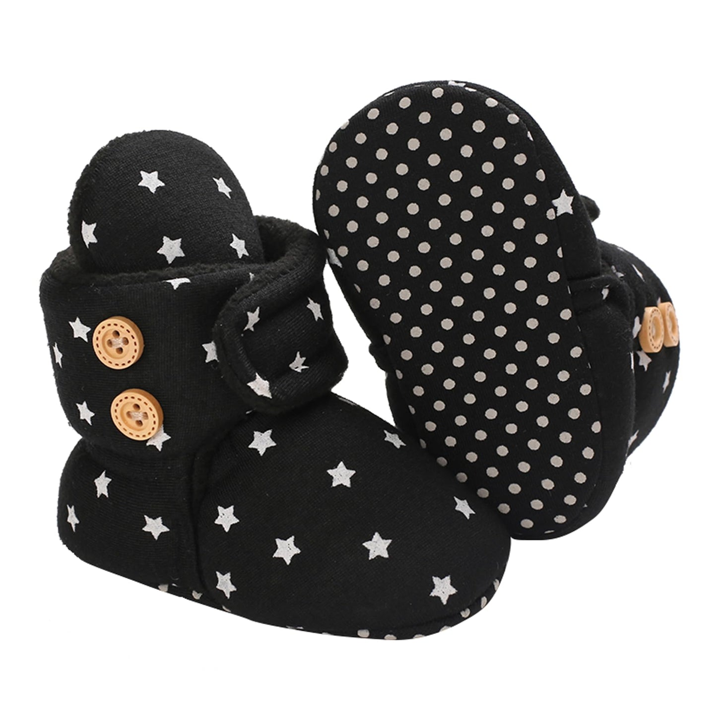 Newborn Warm Winter Booties, Organic Cotton Lining and Non-Slip Stripes, Booties, Sock Shoes for Winter with Soft Sole, Crawling Shoes, Size 0 - 18 Months, Baby Boys and Girls, Prewalker and Toddler Shoes