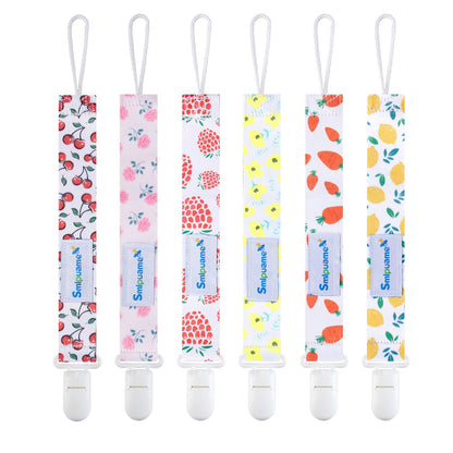 Smlpuame Baby Schnullerkette Mädchen Junge,6 Stück BPA-Frei Schnullerband Stoff Mädchen Junge,Schnuller Kette Nuckelkette Passen Die Meisten Schnuller und Beißspielzeug,Dummy Clips für Baby (Tier)