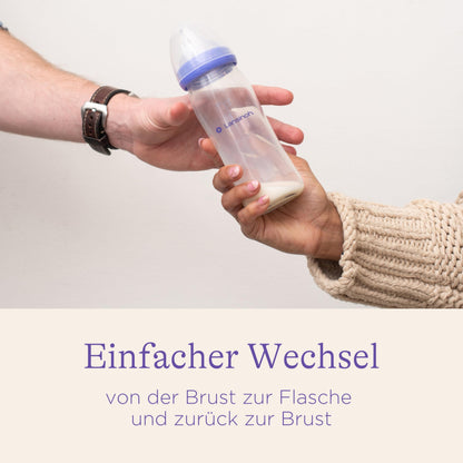 Lansinoh Glas Babyflasche mit NaturalWave Sauger Gr. S, 160 ml