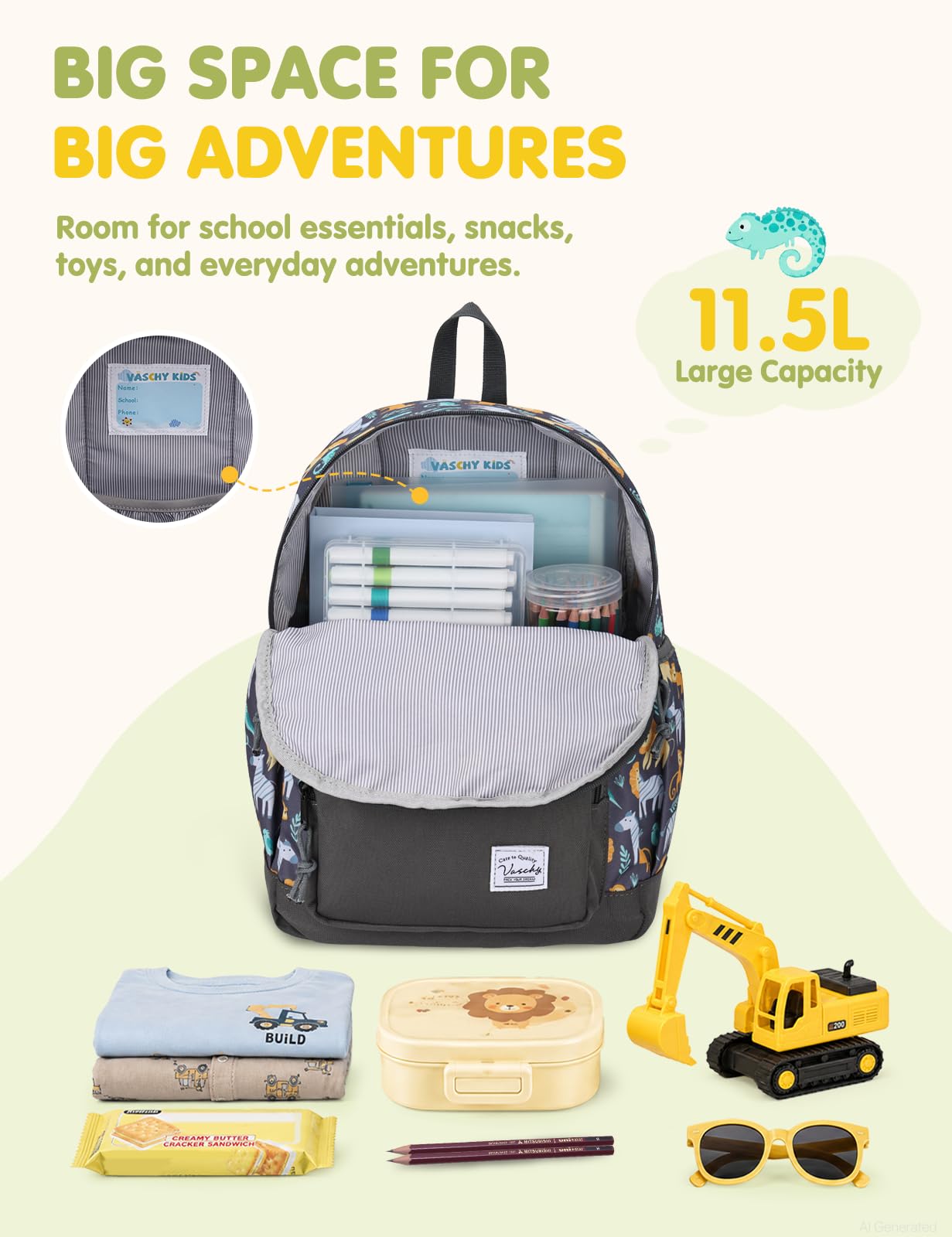 Rucksack für Mädchen, 4-6 Jahre, Schulrucksack mit Seitentaschen und Brustgurt, 127-Einhorn, one size, Niedlich
