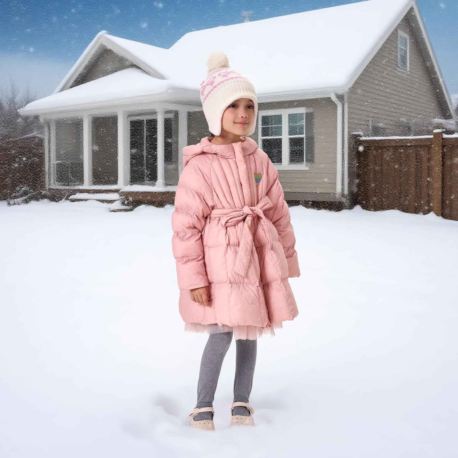 Winter Hat Girls Kids Beanie Earflap Pompom Baby Knitted Hat Girls
