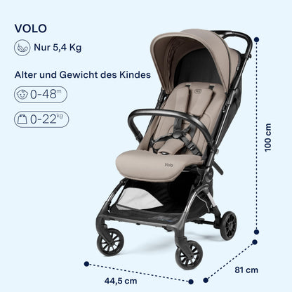 PEG Leichter Buggy Volo mit Regenschutz, Handgepäckgröße, Flugzeuggeeignet, Kompakt, Ab Geburt bis 22 kg, Reisetasche Inklusive, Malva