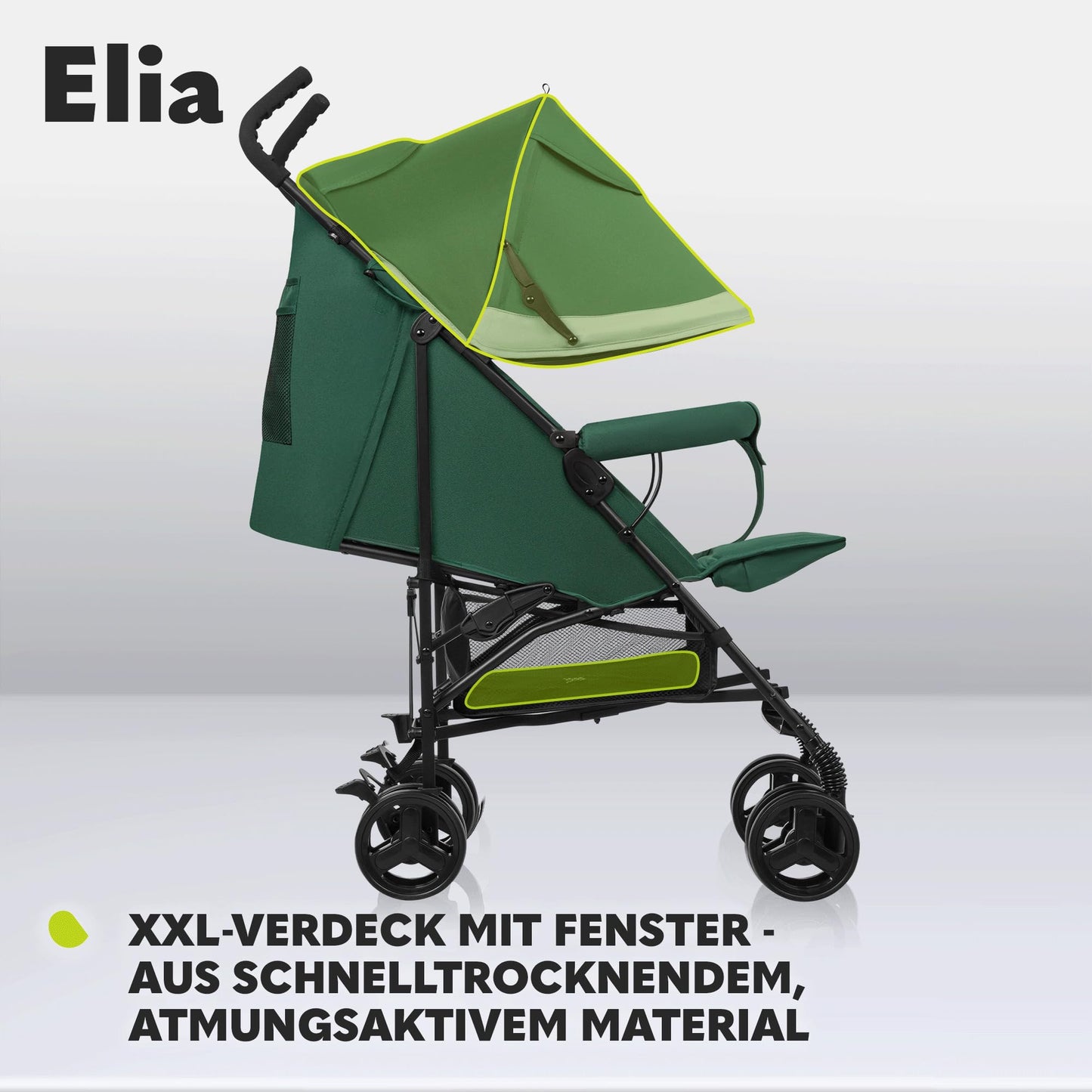 LIONELO Elia Buggy Small Foldable Pushchair up to 15 kg, Back and Footrest Adjustment, Rear Wheel Brake, Mosquito Net, Shopping Basket - Meloni2