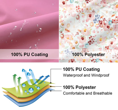 SOLOCOTE Kinder Regenjacke mit Kapuze gefüttert Gummi Regenmäntel für Mädchen Jungen Wasserdicht Winddicht Größe