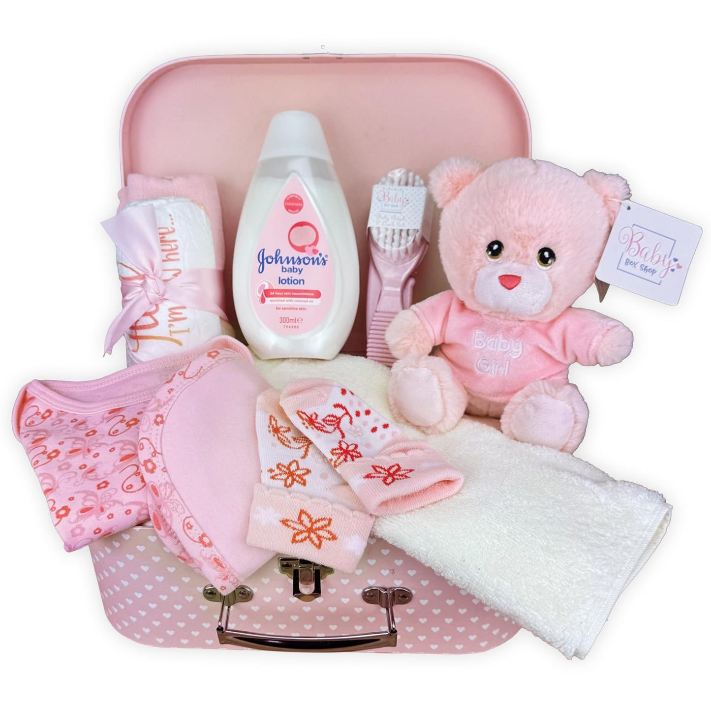 Baby Box Shop Babyparty Geschenk - 12 Baby-Essentials, Baby Geschenkset, Baby Geschenkkorb, Geschenke für eine Babyparty, Neugeborene Geschenkset, Neugeborenen Geschenk, Baby Geschenk Set - Creme