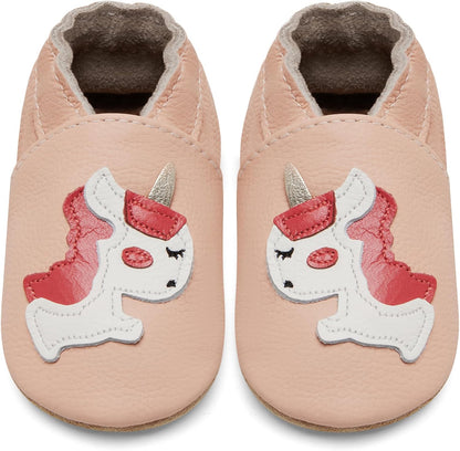 IceUnicorn Babyschuhe Krabbelschuhe aus weichem Leder für Jungen und Mädchen – Rutschfeste Lauflernschuhe für Kleinkinder