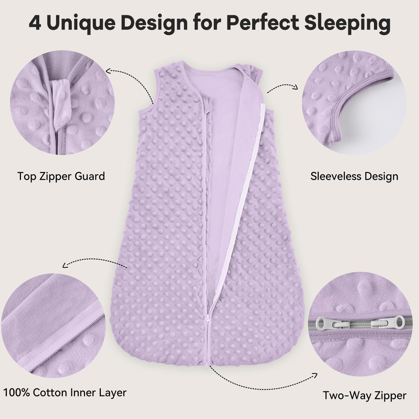 Unnivoll Baby Sleeping Bag, 1.5 Tog Baby Sleeping Bag, 0-6 Months, Pack of 2, Sleeping Bag, Winter, Autumn, 67 cm, for Boys and Girls, Newborns, Coffee
