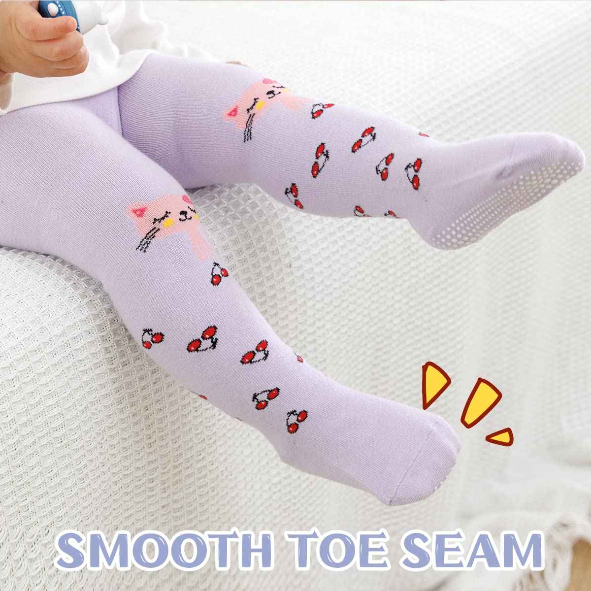 Baby Girls' Tights Cotton Pink and Purple Baby Toddler Children Non-Slip Stopper Socks