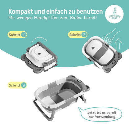 Faltbar Baby Badewanne Mit Rutschfestem Badewannensitz - Babywanne Xxl Mit Badethermometer - Von Der Geburt Bis 3 Jahre - Baby Bathtub - Babygeschenk - Geburtsgeschenke Für Mädchen & Jungen