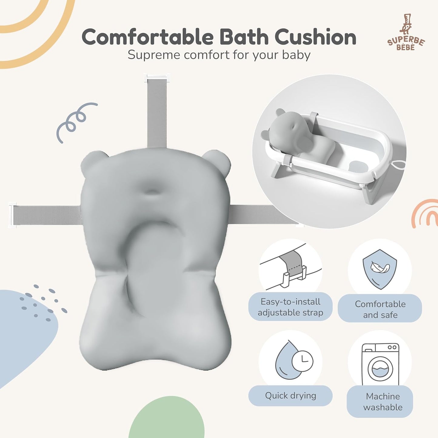 Faltbar Baby Badewanne Mit Rutschfestem Badewannensitz - Babywanne Xxl Mit Badethermometer - Von Der Geburt Bis 3 Jahre - Baby Bathtub - Babygeschenk - Geburtsgeschenke Für Mädchen & Jungen