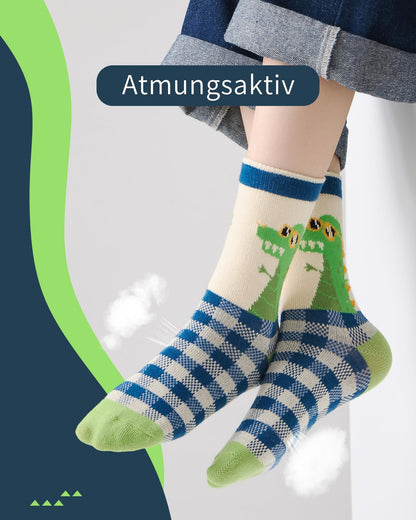 Kyopp 10 Paar Socken Kinder Mädchen und Jungen Funny Socken Lustig Animals Cotton Socken Crew Socks Winter/Sommer