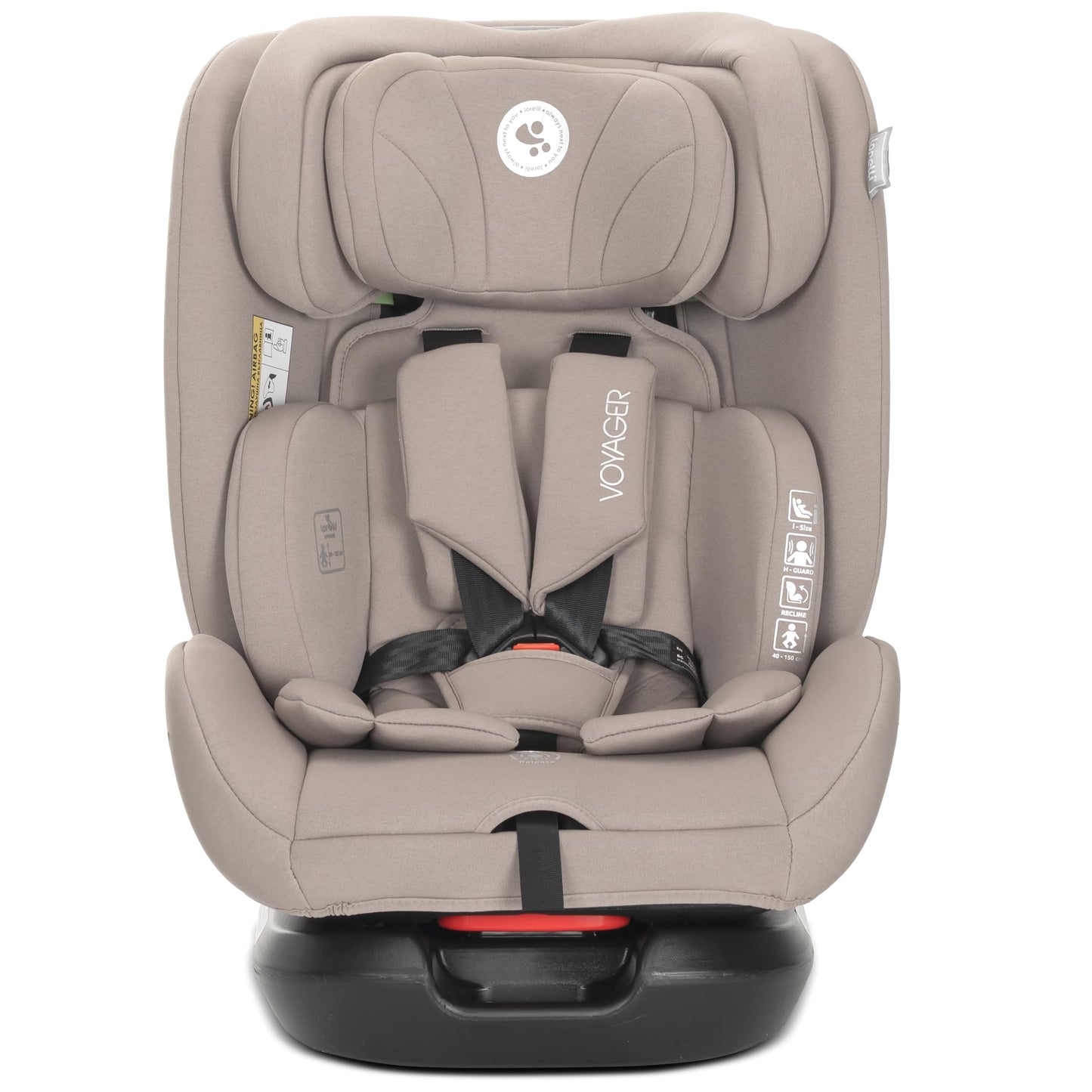Lorelli Auto Kindersitz Voyager, Mitwachsender Autositz i-Size 40-150cm - Gruppe 0+/1/2/3 (0-36 kg), Babysitz ab Geburt, 5-Punkt-Gurt, Einstellbare Kopfstütze (Rosa) - Meloni2