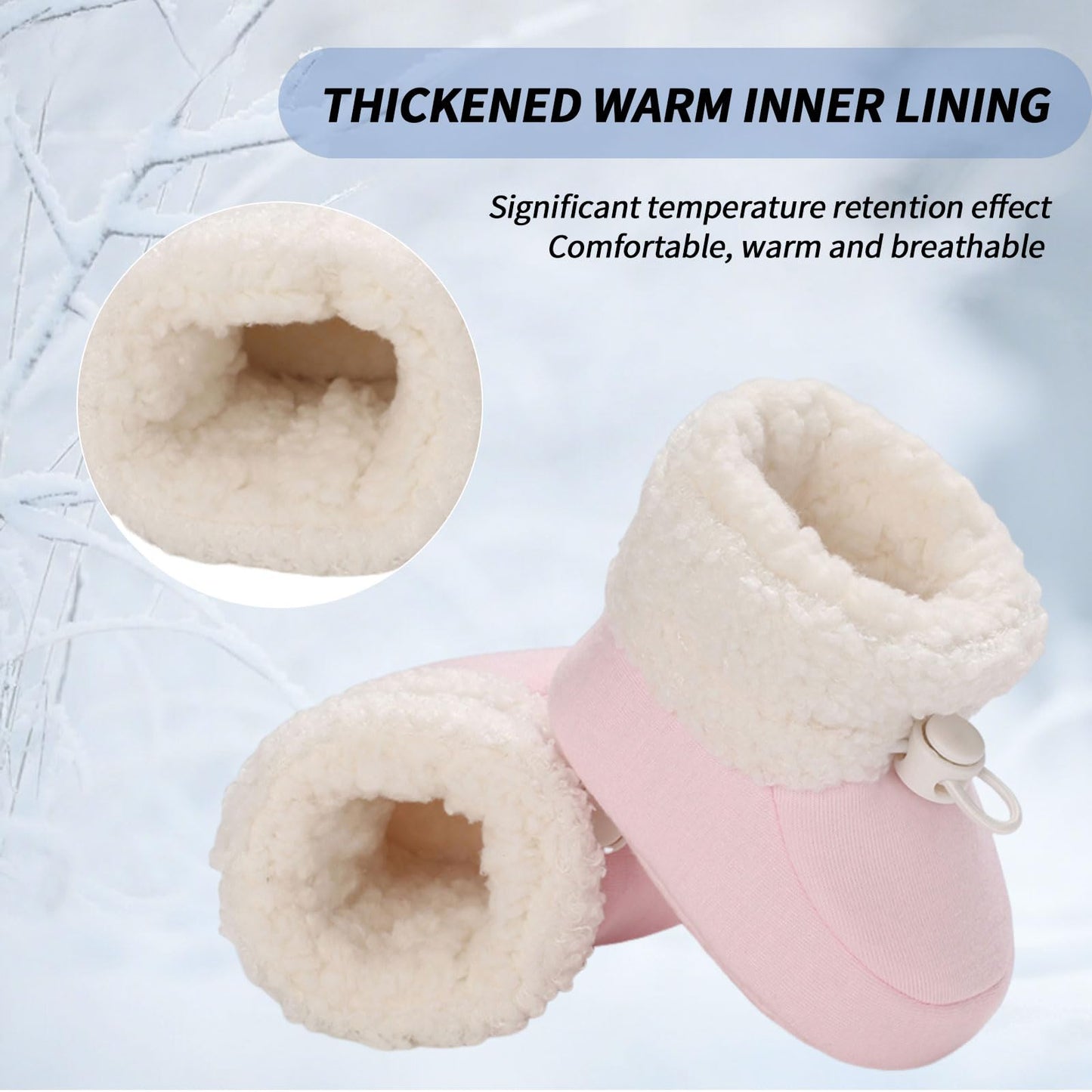 Baby Winter Shoes Warm Baby Shoes Winter Non-Slip Adjustable Newborn Snow Shoes First Walking Shoes Lined Thermal Fleece Crawling Shoes Slippers Winter Boots 0-18 Months