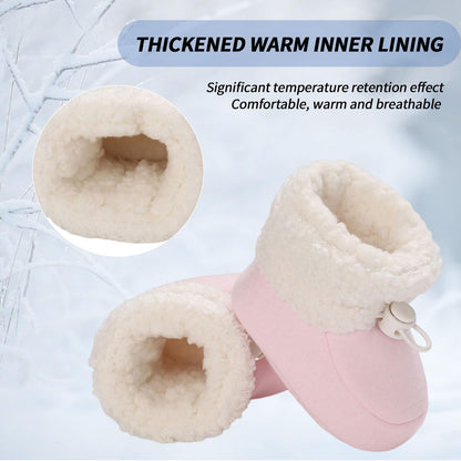 Baby Winter Shoes Warm Baby Shoes Winter Non-Slip Adjustable Newborn Snow Shoes First Walking Shoes Lined Thermal Fleece Crawling Shoes Slippers Winter Boots 0-18 Months