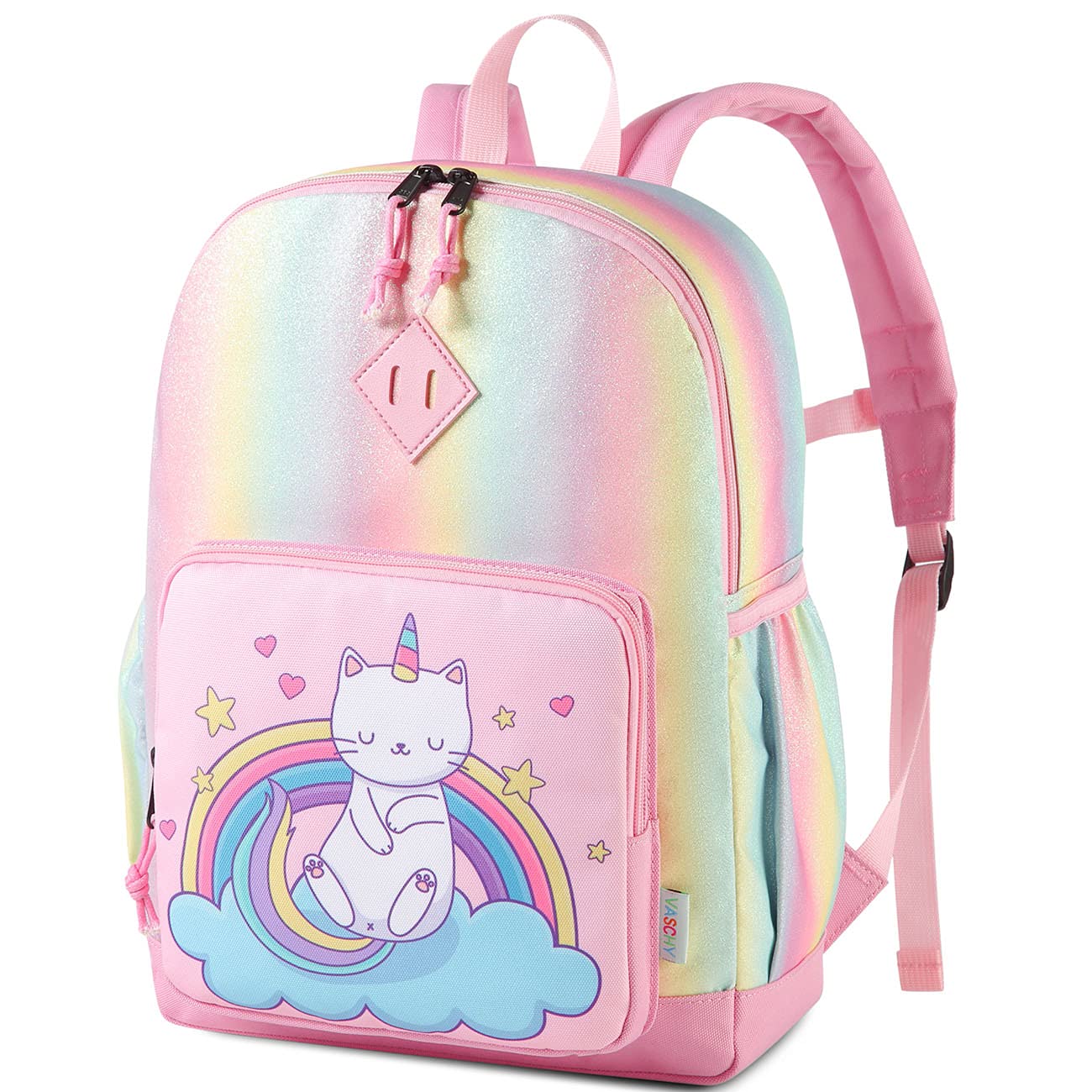 Rucksack für Mädchen, 4-6 Jahre, Schulrucksack mit Seitentaschen und Brustgurt, 127-Einhorn, one size, Niedlich