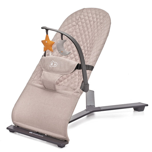 Kinderkraft MIMI Baby Rocker Play Bar with 2 Toys, Adjustable Backrest, Soft Material, Minimalist Scandinavian Design, Foldable, Grey