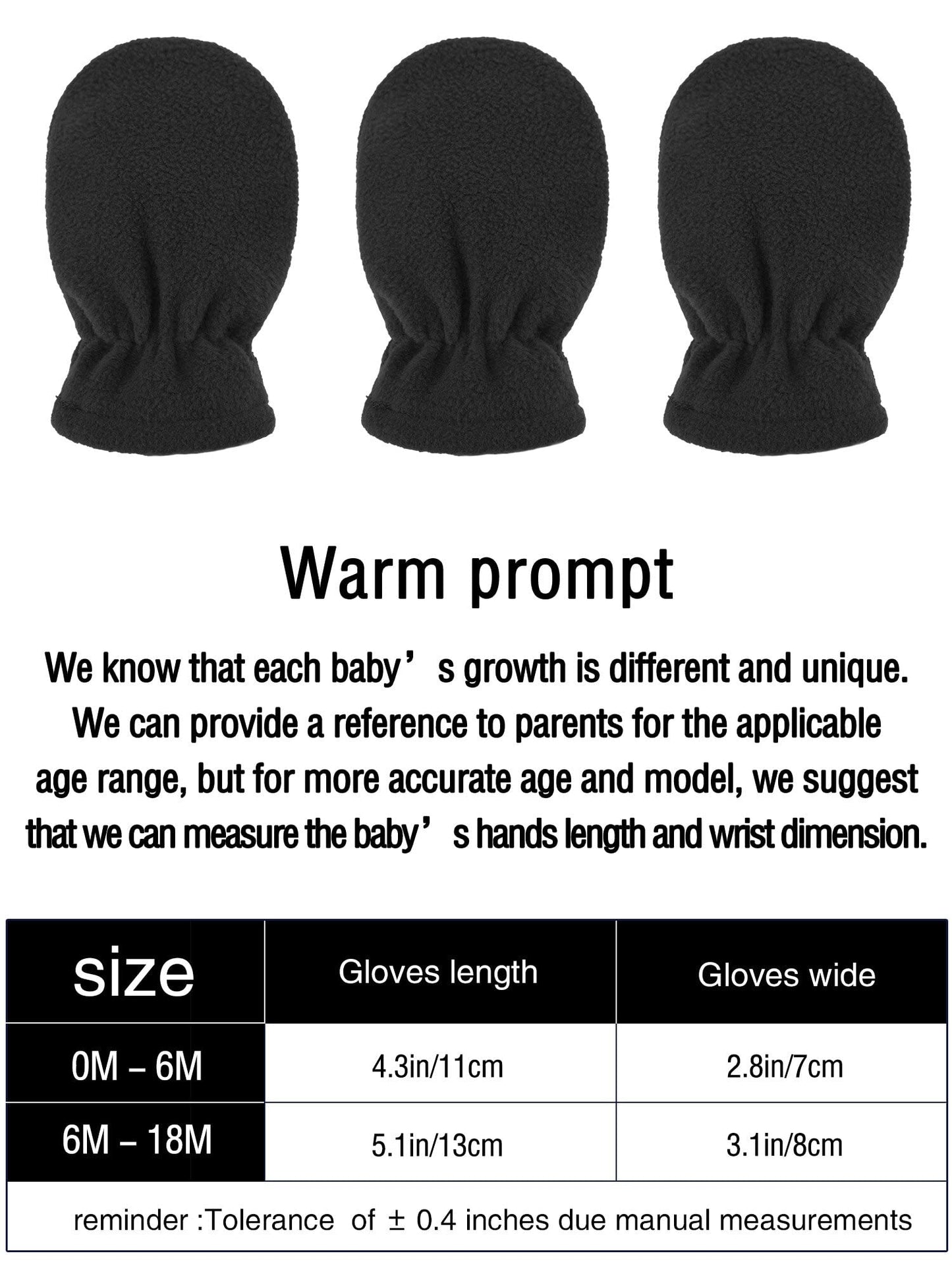 Boyiee 3 Pairs Newborn Baby and Toddler Winter Mittens Gloves Fleece
