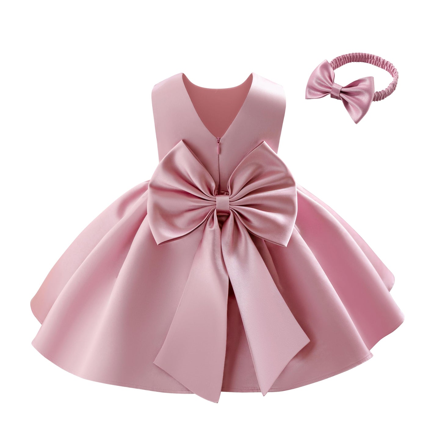 Baby Mädchen Kleid Satin Bowknot A-Linie Taufe Kleid Ärmellos Kleinkind Prinzessin Geburtstag Kleider Kinder Hochzeit Blumenmädchen Kleid Festliche Party Kleid