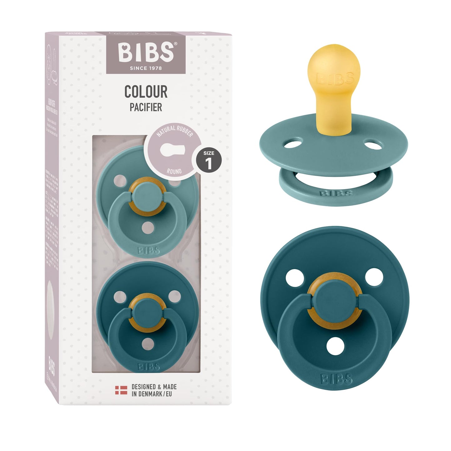 BIBS Colour Schnuller 2er-Pack, BPA-frei, Kirschform Nippel. Naturkautschuk/Latex, Hergestellt in Dänemark. Größe 2 | 6+ Monate | 2-Pack, Coral/Ruby