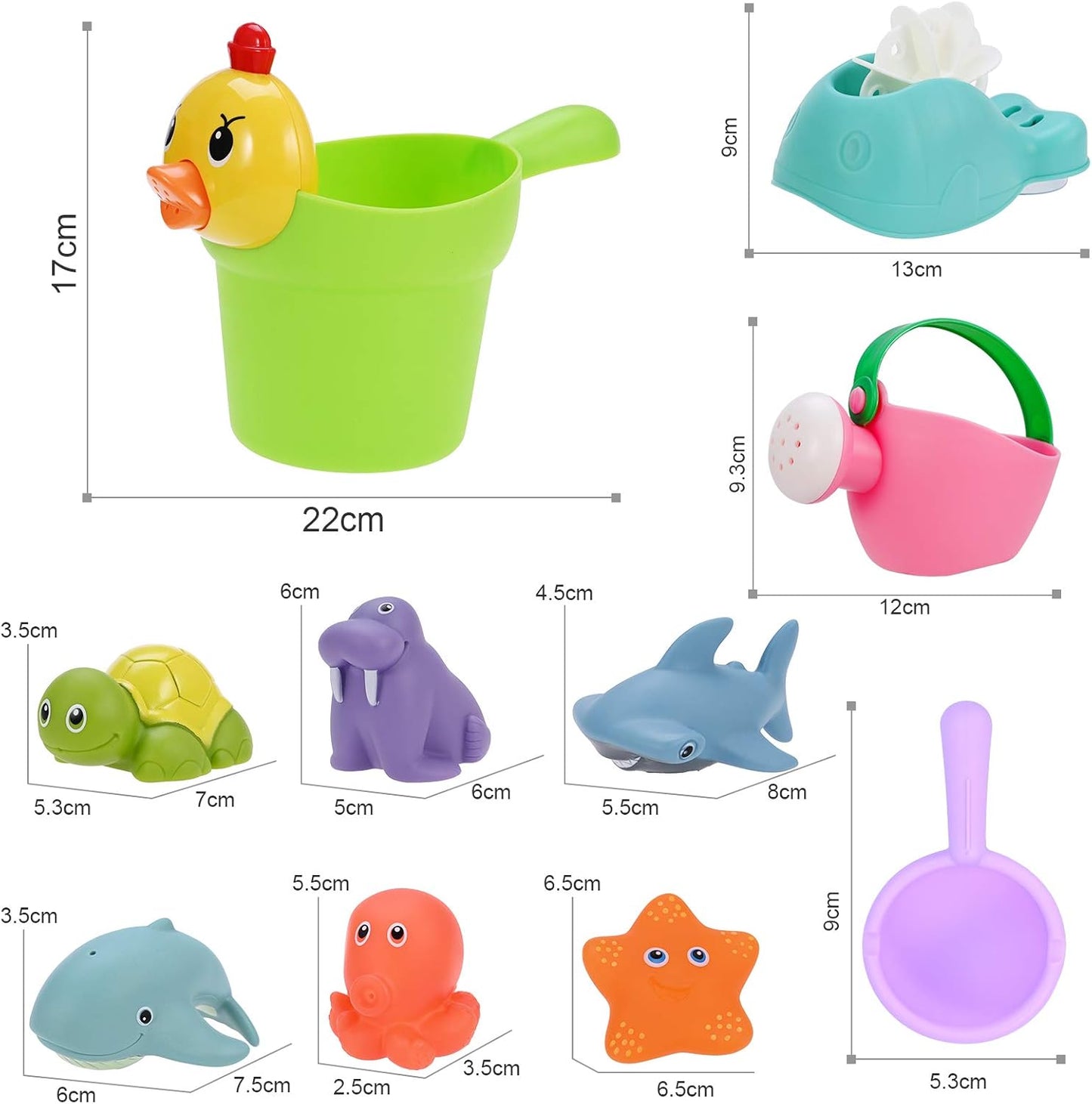 GOLDGE 10 Pieces Bath Toy for Baby from 1 Years, Bath Toy, Water Toy, Baby Cute Water Squirting Animals for Baby Bathtub Gift