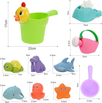 GOLDGE 10 Pieces Bath Toy for Baby from 1 Years, Bath Toy, Water Toy, Baby Cute Water Squirting Animals for Baby Bathtub Gift