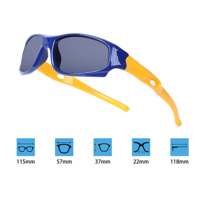 Sport-Sonnenbrille für Kinder, polarisiert, bruchsicher, für Jungen und Mädchen (3-12 Jahre) + Brillenbänder + Brillenetui