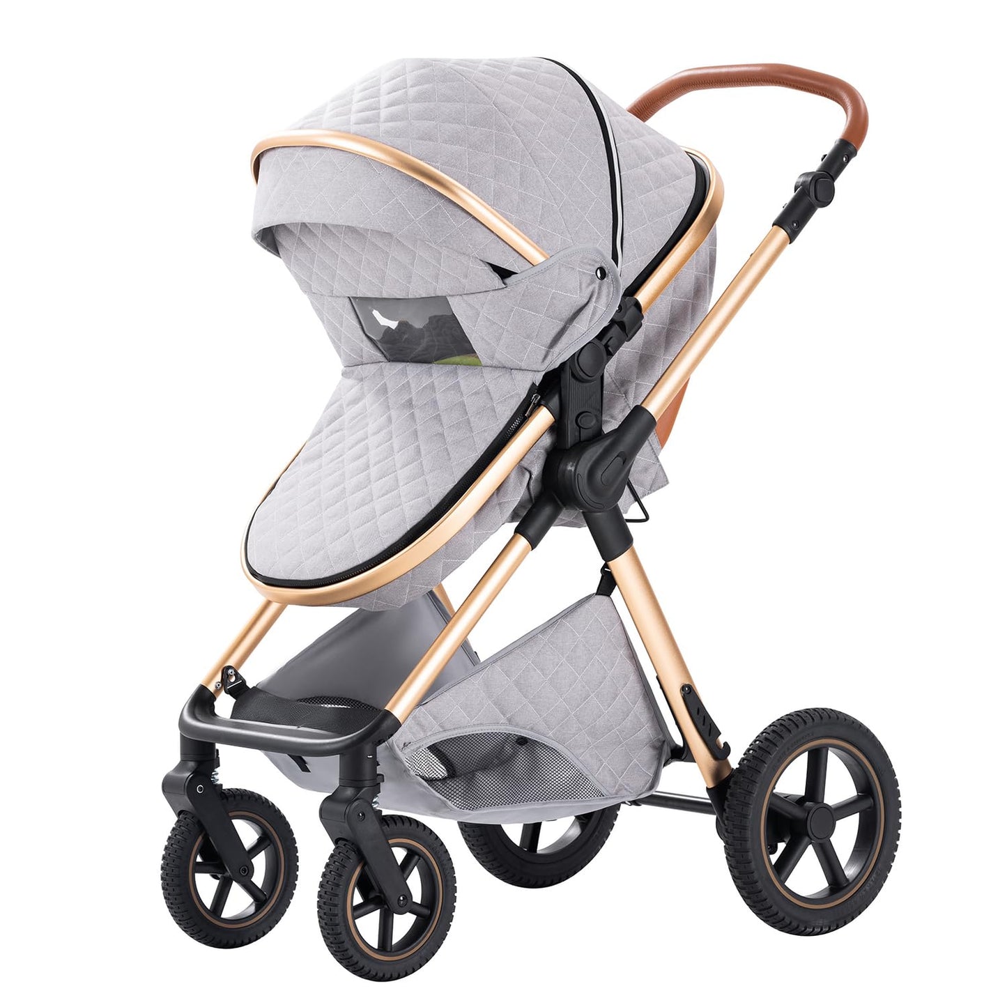 BEBBY 3-in-1 Kinderwagen KombiKinderwagen-Set 2-in-1 Buggy faltbar Luxus Hochlandschaft Neugeborenes Tragbarer Kinderwagen Zusammenklappbarer Kinderwagen Kinderwagen Travel System (D2-DEEPGREY)