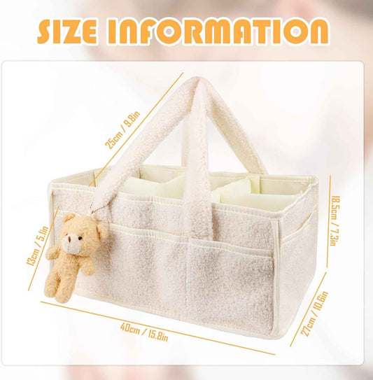 Wvu & Wvo Nappy Organiser for Changing Mat, Wet Wipes Storage Basket, Baby Nappy Caddy Organiser, Gift for Baby Shower, Car Organiser, Nursery Organiser, Portable Storage