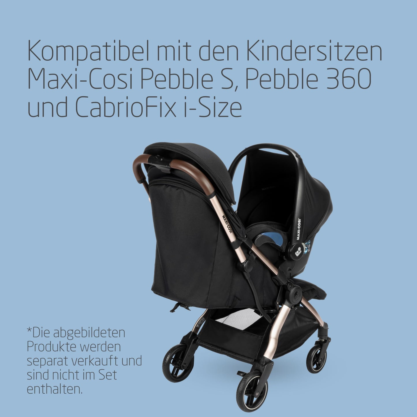 Maxi-Cosi Eva3 Pushchair, 0-4 Years, 0-22 kg, Baby Pram, Lightweight and Compact, Flat Reclining Position, 3 Reclining Positions, Automatic with 1 Hand Folding, Carry Strap, Select Grey