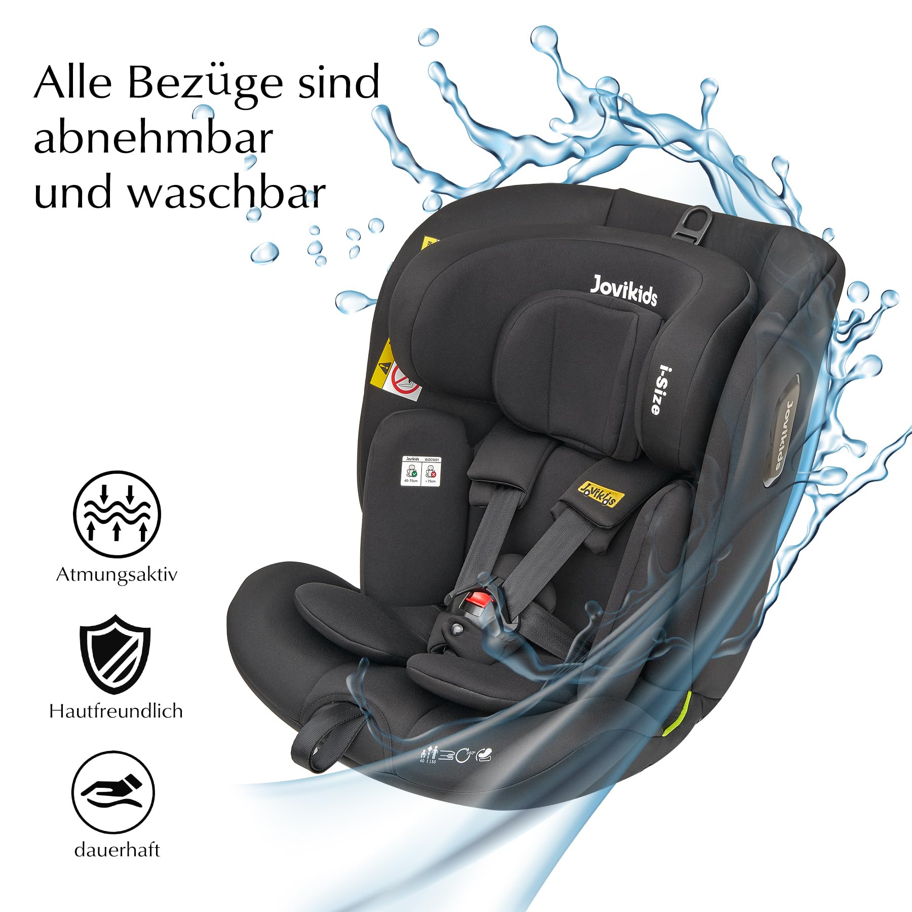 Jovikids 360° Drehbar Kindersitz mit ISOFIX und Ruheposition, i-Size(ECE R129) 40-150cm(0-36kg) Reboarder Baby Autositz, ab Geburt -12 Jahre (blau) - Meloni2