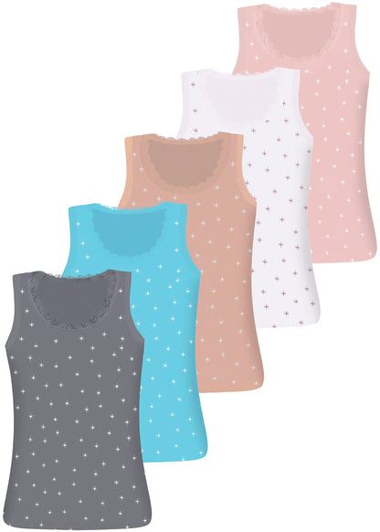 LOREZA ® 5 Mädchen Baumwolle Unterhemden Tank Top Kinder - Gr. 92-170