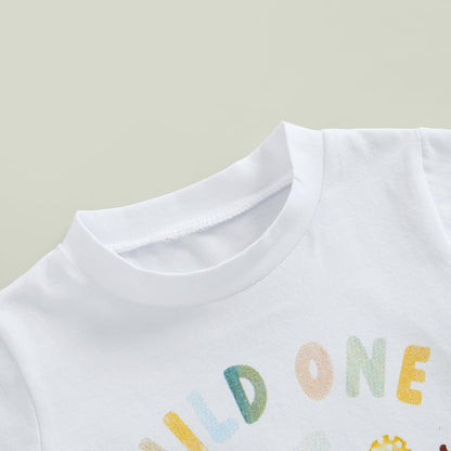 Baby Junge 1. Jahr Geburtstags T-Shirt Wild One Kurzarm Oberteil Baby Mein Erster Geburtstags Outfit Sommer Kleidung
