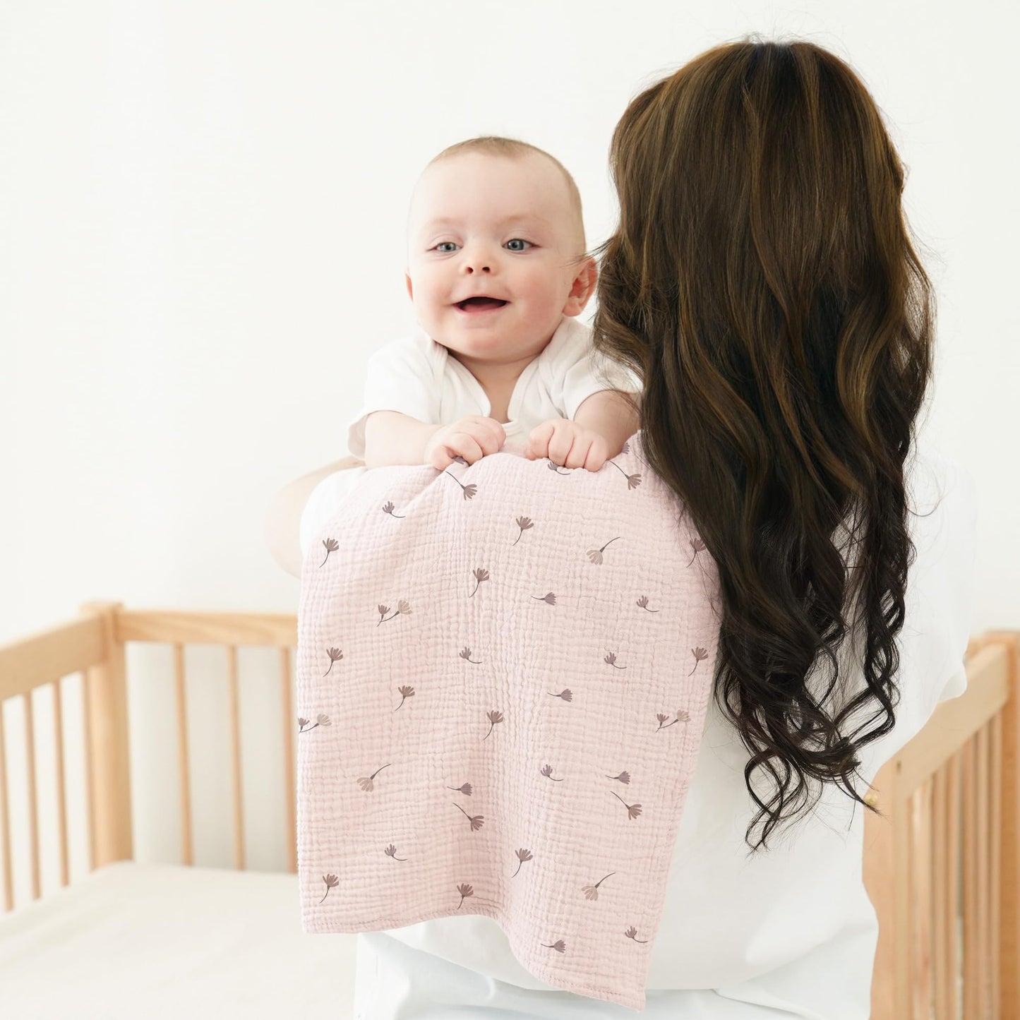 Bearmoss Moltontücher Baby 100% Baumwolle Weiche Spucktücher Baby,Atmungsaktiv und Extrem Saugfähig Musselin Tuch für Saugstark Mulltücher 4er 60x60cm (Brauner Druck)