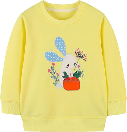 Mädchen Sweatshirt für Kinder Süß Cartoon Pullover Baumwolle Top Langarm T-Shirt Größe 1-12 Jahre