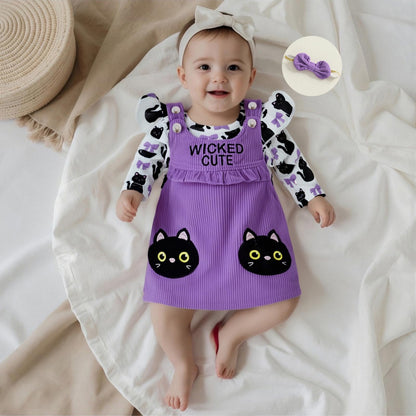 Geagodelia Baby Girl Halloween Clothing Outfit Pumpkin Ghost Baby Clothing Set Body Top + Jumpsuit Dress Newborn Soft Baby Set