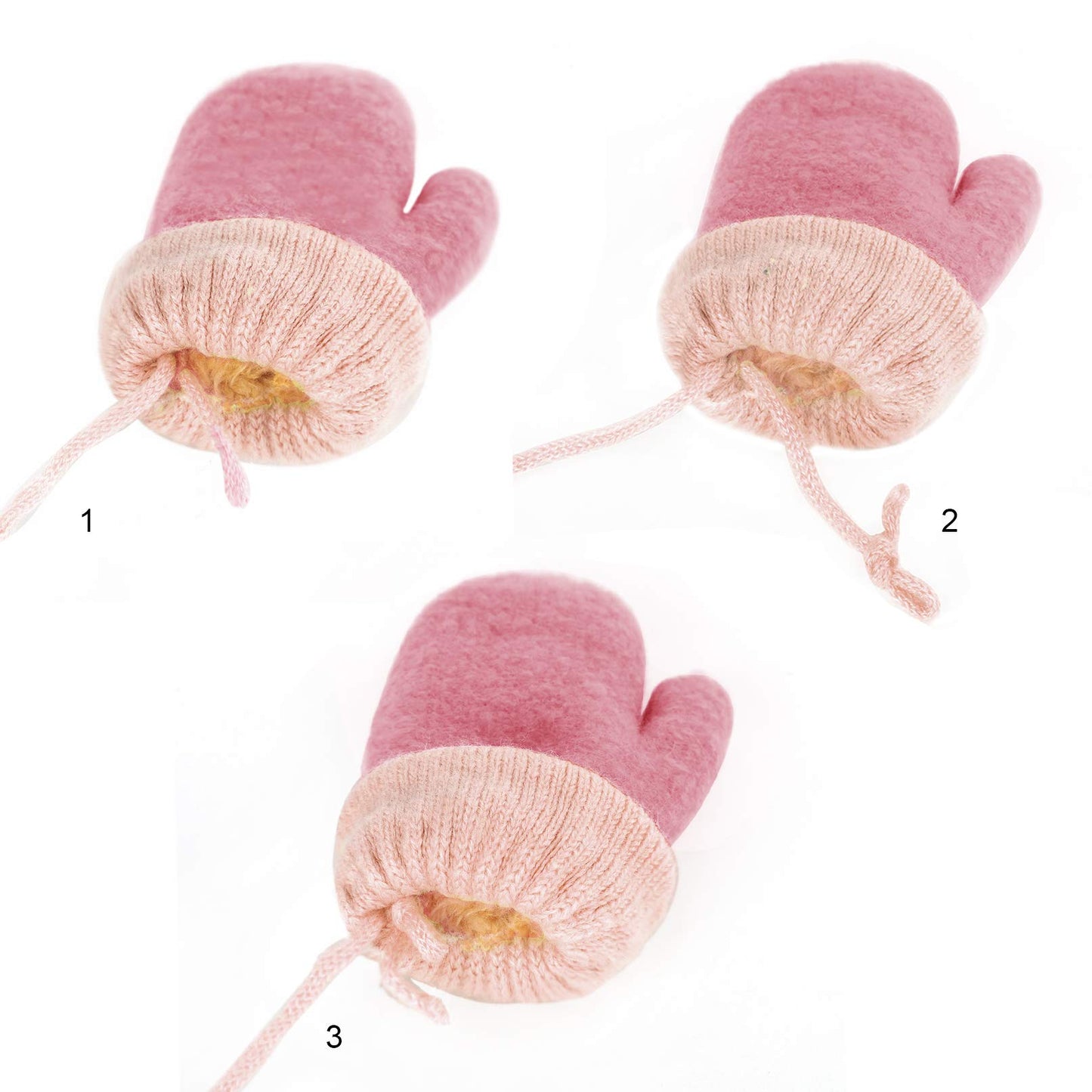 Kids Winter Gloves Mittens Baby Cartoon Mitten Neck Gloves Thick Double Knitted Glove with Plush,0 - 3 years old, Playing, Running, Skiing