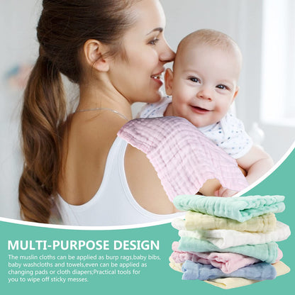 Koo-dib Baby Musselin Waschlappen Tuch Mullwindeln Spucktücher -Handtücher Weiche Neugeborene Gesichtstücher Saugfähig Junge Mädchen Sabberlätzchen 10 Stück 25x25 cm lätzchen