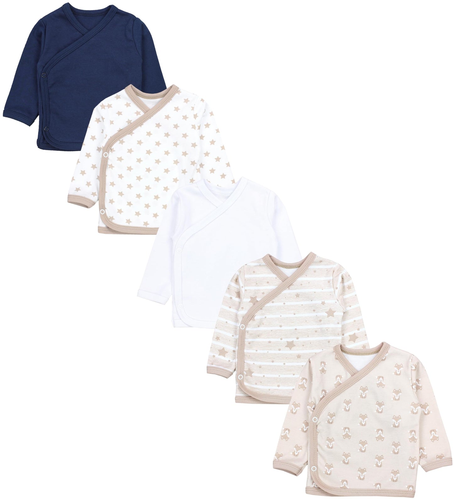 TupTam Baby Jungen Langarm Wickelshirt Baumwolle 5er Set