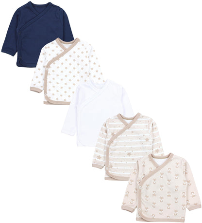 TupTam Baby Jungen Langarm Wickelshirt Baumwolle 5er Set
