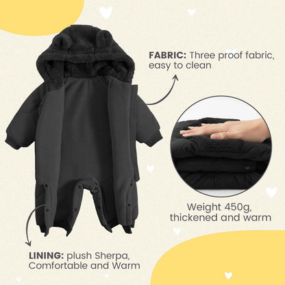 JiAmy Baby Snowsuit, Baby Boys Girls Winter Jumpsuit Romper Newborn Snow Overall for 3-24 Months