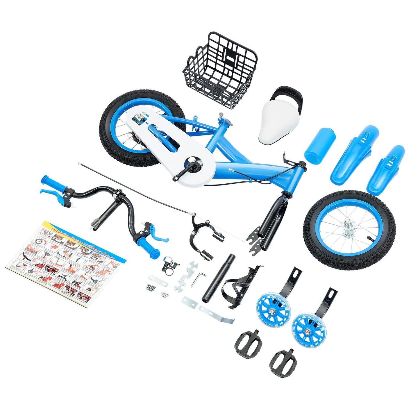 LKHDONG Kinderfahrrad 12 Zoll, Kinderrad für ab 2-4 Jahre, Tretfahrrad mit Stützräder und Korb, Kinder Fahrrad Mädchen Jungen, Fahrrad Kinder Höhenverstellbares - Meloni2