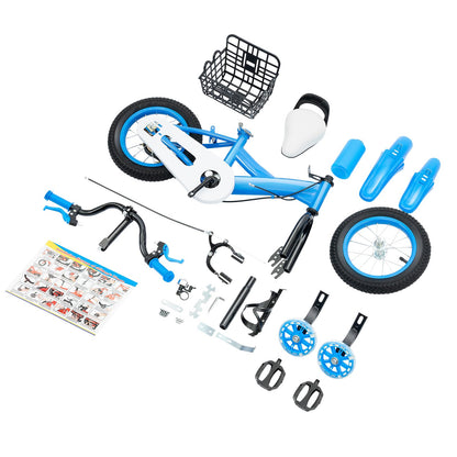 LKHDONG Kinderfahrrad 12 Zoll, Kinderrad für ab 2-4 Jahre, Tretfahrrad mit Stützräder und Korb, Kinder Fahrrad Mädchen Jungen, Fahrrad Kinder Höhenverstellbares - Meloni2