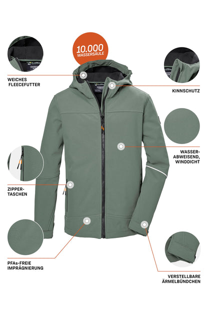 Killtec Boys Kos 143 Bys Sftshll Jckt Softshell Jacket / Outdoor Jacket with Hood 